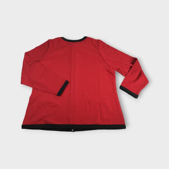 Women's C. D. Daniels Zip Up Rhinestone Red Cardigan Sweater Size 1X - Picture 6 of 7